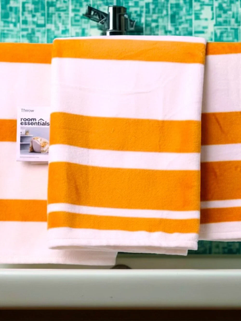 Room Essentials Throw Blanket Yellow White Stripe 50x60 Plush Soft